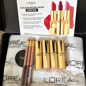 Lot of L'Oreal Colour Riche Satin Lipstick Collection with Lip Liner